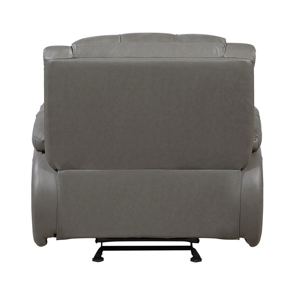 Licot Manual Glider Reclining Chair, Foam Fill  Gray Top Grain Leather - BM355938