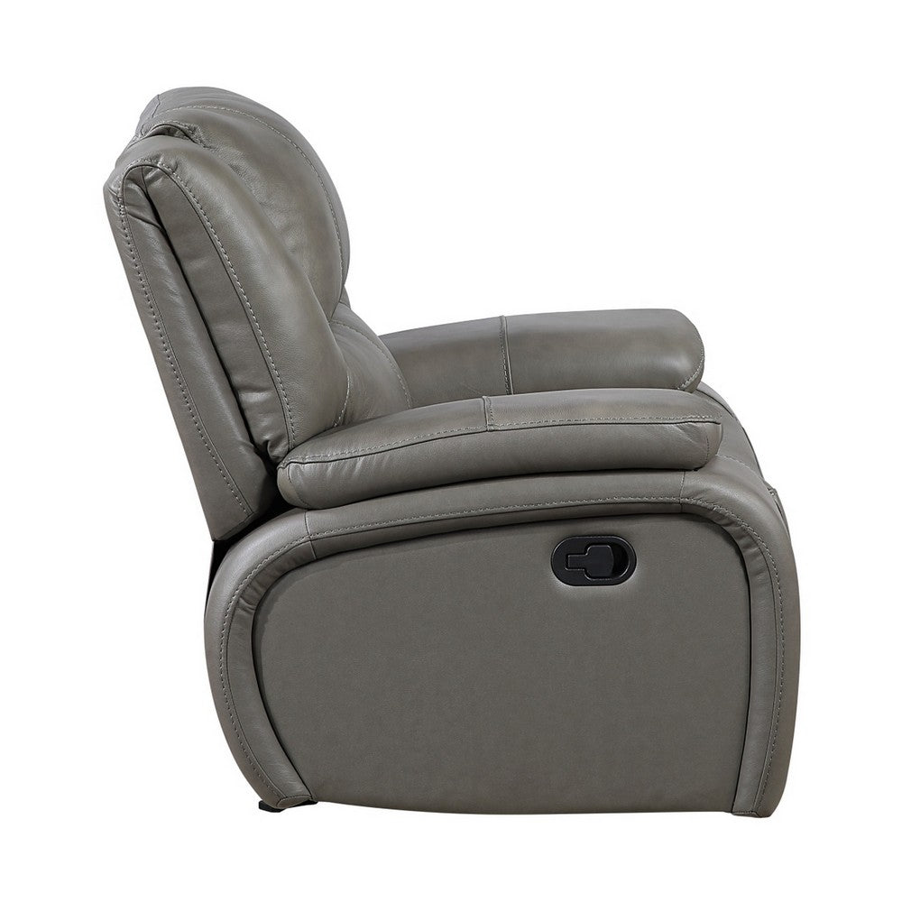 Licot Manual Glider Reclining Chair, Foam Fill  Gray Top Grain Leather - BM355938