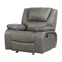 Licot Manual Glider Reclining Chair, Foam Fill  Gray Top Grain Leather - BM355938