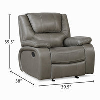 Licot Manual Glider Reclining Chair, Foam Fill  Gray Top Grain Leather - BM355938