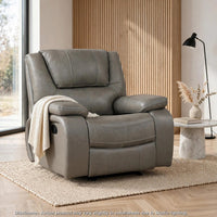 Licot Manual Glider Reclining Chair, Foam Fill  Gray Top Grain Leather - BM355938