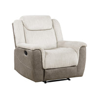 Feo Manual Reclining Chair, Foam Fill Beige Chenille and Taupe Microfiber - BM355939