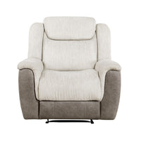 Feo Manual Reclining Chair, Foam Fill Beige Chenille and Taupe Microfiber - BM355939