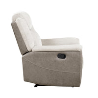 Feo Manual Reclining Chair, Foam Fill Beige Chenille and Taupe Microfiber - BM355939