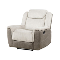 Feo Manual Reclining Chair, Foam Fill Beige Chenille and Taupe Microfiber - BM355939