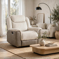 Feo Manual Reclining Chair, Foam Fill Beige Chenille and Taupe Microfiber - BM355939