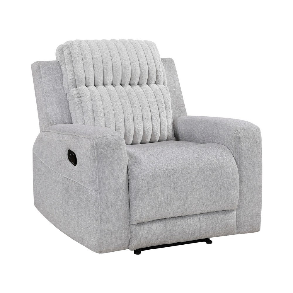 Lupe Manual Reclining Chair, Track Arms, Gray Corduroy and Microfiber - BM355940