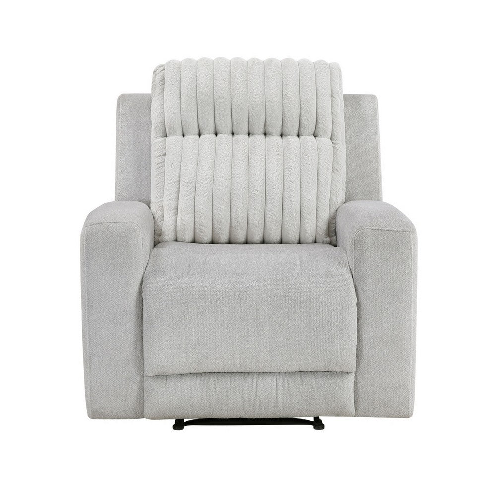 Lupe Manual Reclining Chair, Track Arms, Gray Corduroy and Microfiber - BM355940