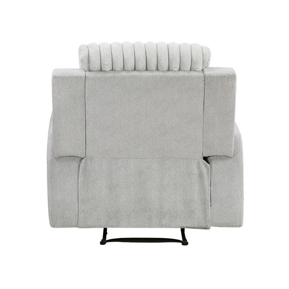 Lupe Manual Reclining Chair, Track Arms, Gray Corduroy and Microfiber - BM355940