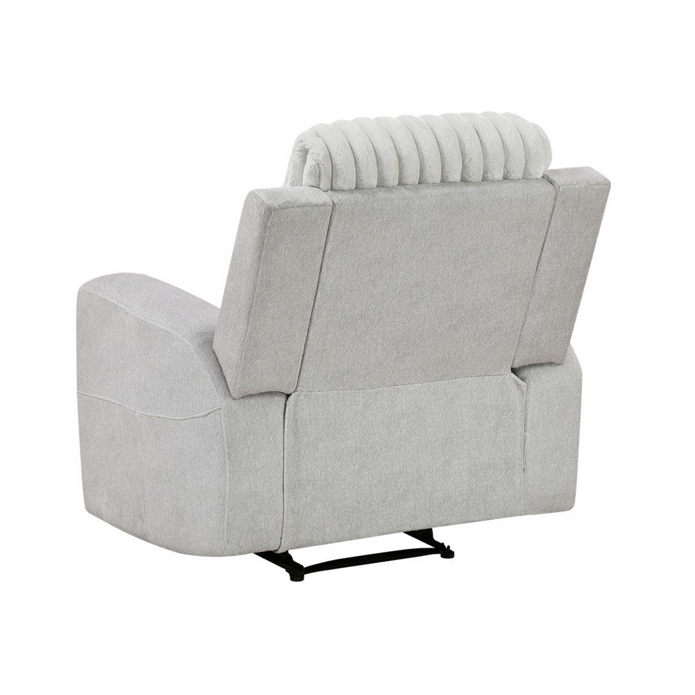 Lupe Manual Reclining Chair, Track Arms, Gray Corduroy and Microfiber - BM355940