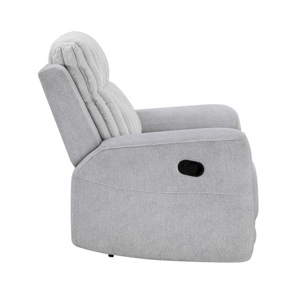 Lupe Manual Reclining Chair, Track Arms, Gray Corduroy and Microfiber - BM355940