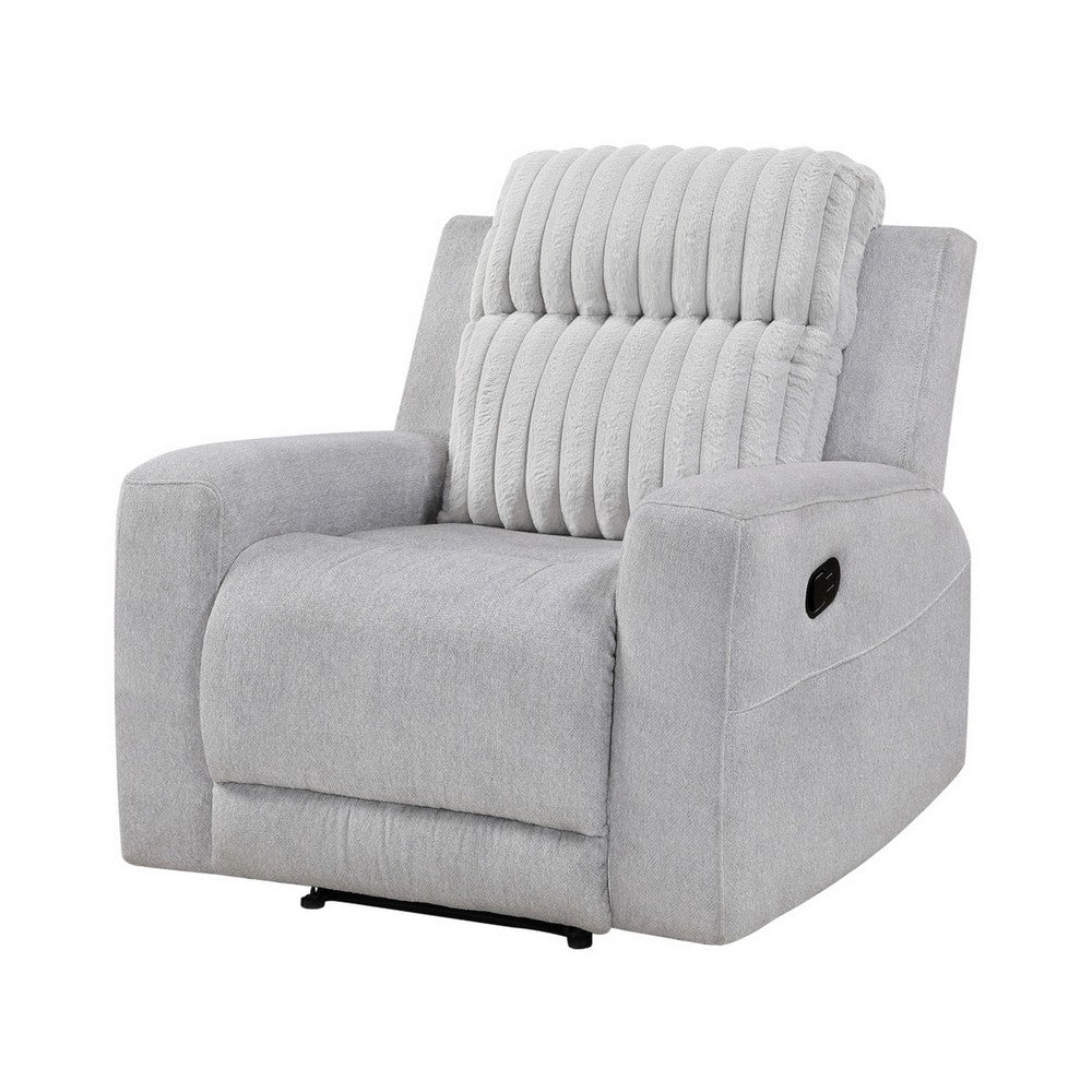 Lupe Manual Reclining Chair, Track Arms, Gray Corduroy and Microfiber - BM355940