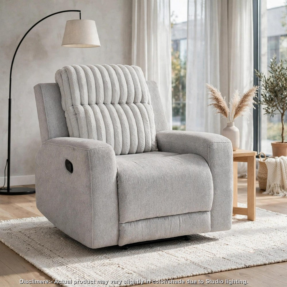 Lupe Manual Reclining Chair, Track Arms, Gray Corduroy and Microfiber - BM355940