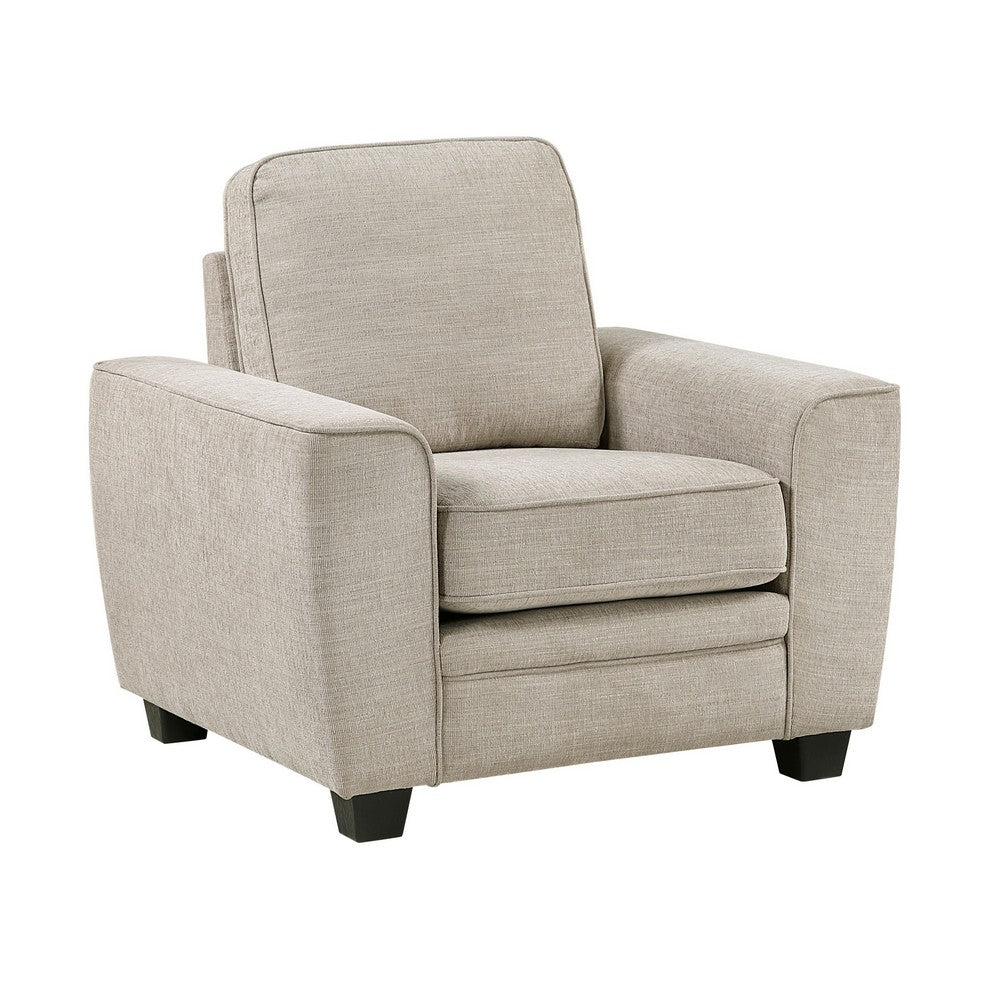 Zoya Accent Chair, Track Arms, Foam Fill Box Cushions, Taupe Chenille - BM355943
