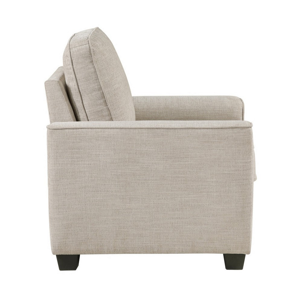 Zoya Accent Chair, Track Arms, Foam Fill Box Cushions, Taupe Chenille - BM355943