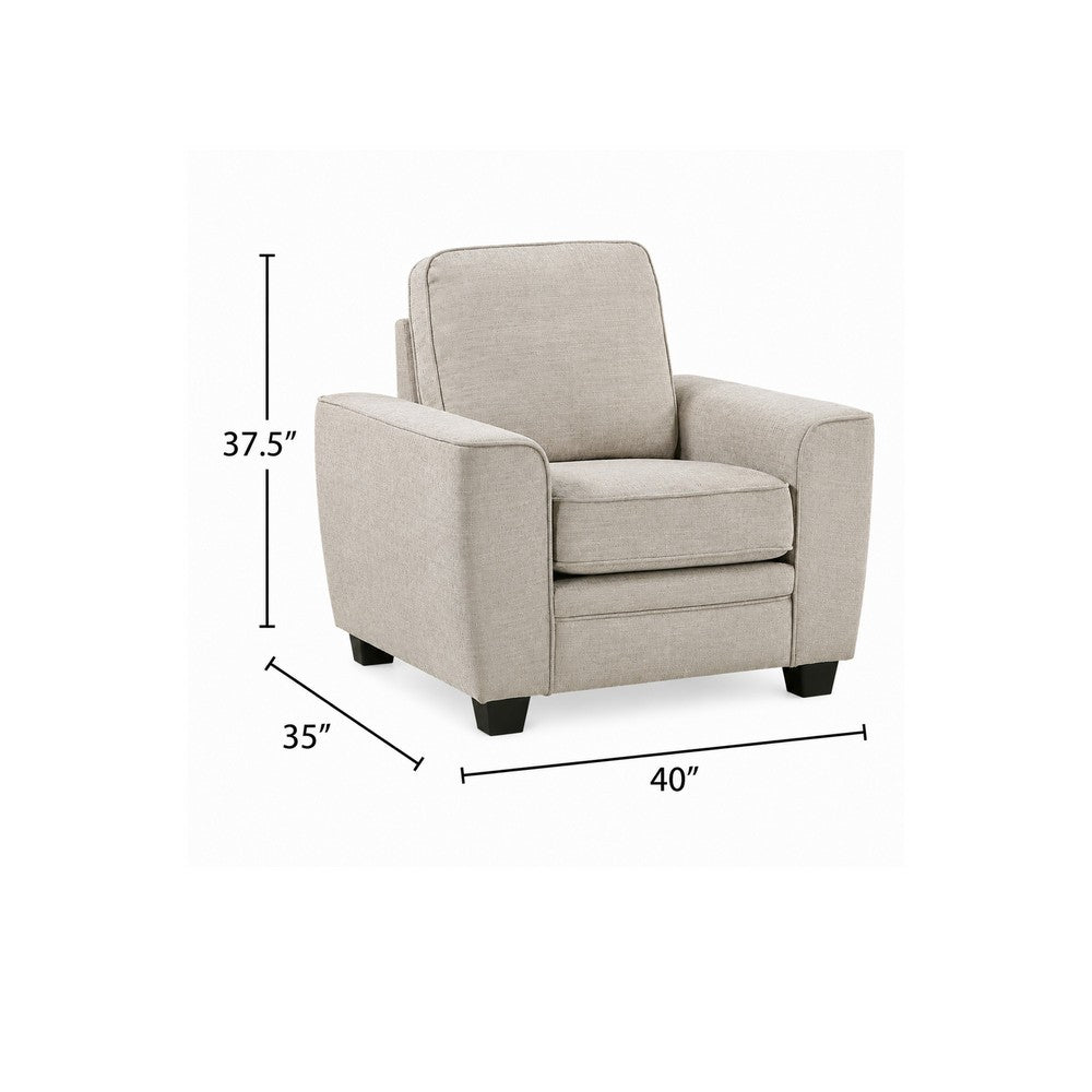 Zoya Accent Chair, Track Arms, Foam Fill Box Cushions, Taupe Chenille - BM355943