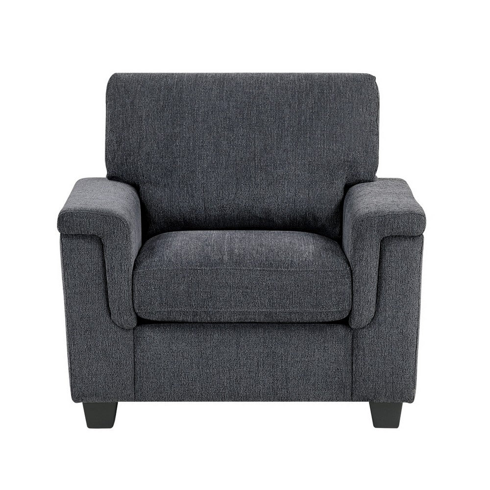 Deva Accent Chair, Contoured Arms, Foam Cushions, Dark Gray Chenille - BM355946