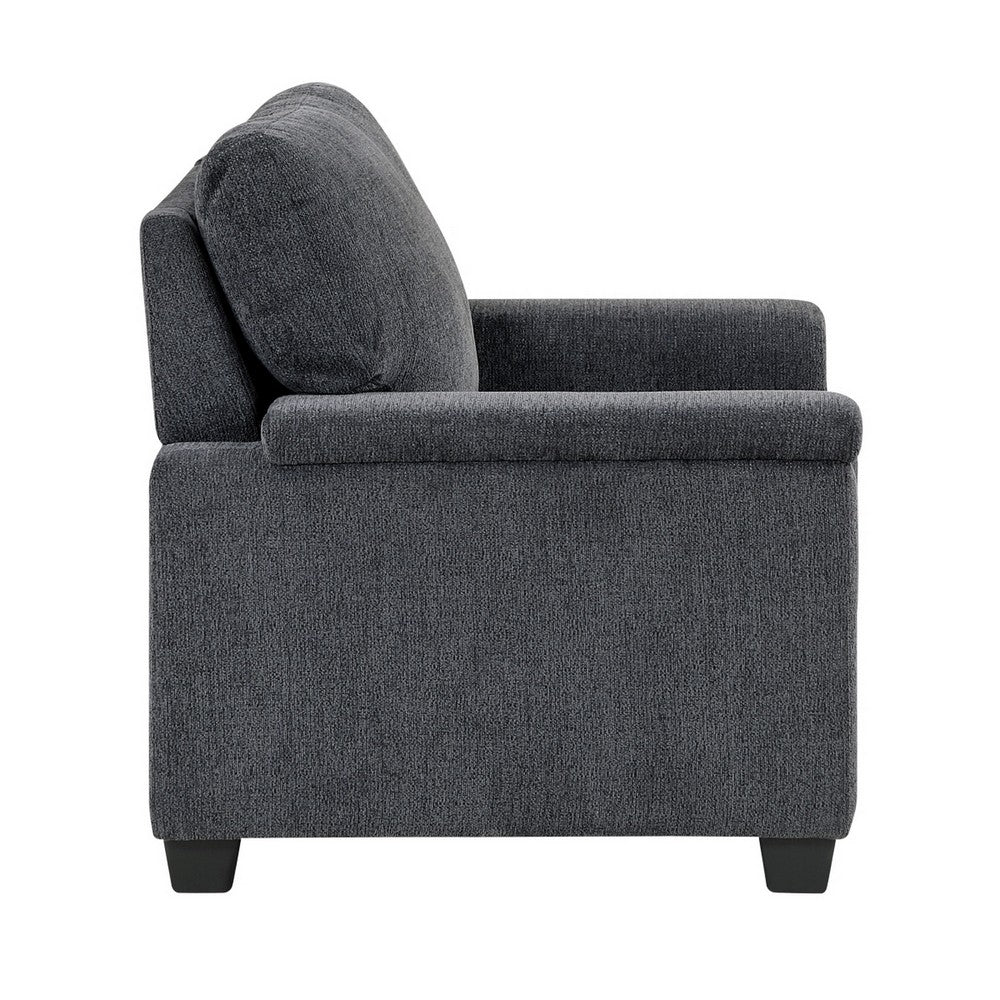 Deva Accent Chair, Contoured Arms, Foam Cushions, Dark Gray Chenille - BM355946