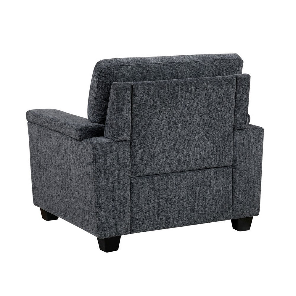 Deva Accent Chair, Contoured Arms, Foam Cushions, Dark Gray Chenille - BM355946
