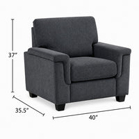 Deva Accent Chair, Contoured Arms, Foam Cushions, Dark Gray Chenille - BM355946