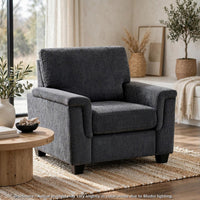 Deva Accent Chair, Contoured Arms, Foam Cushions, Dark Gray Chenille - BM355946