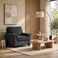Deva Accent Chair, Contoured Arms, Foam Cushions, Dark Gray Chenille - BM355946