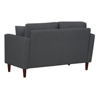 Yera Loveseat w 2 Pillows, Tufted Gray Fabric, Cherry Brown Wood 52 Inch - BM355953