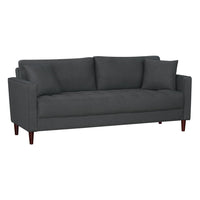 Yera Sofa w 2 Pillows, Tufted Gray Seat, Cherry Brown Wood, 77 Inch - BM355954