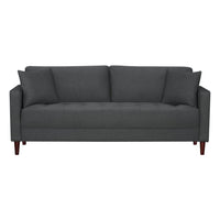 Yera Sofa w 2 Pillows, Tufted Gray Seat, Cherry Brown Wood, 77 Inch - BM355954
