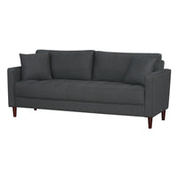 Yera Sofa w 2 Pillows, Tufted Gray Seat, Cherry Brown Wood, 77 Inch - BM355954