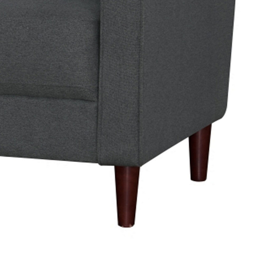 Yera Sofa w 2 Pillows, Tufted Gray Seat, Cherry Brown Wood, 77 Inch - BM355954