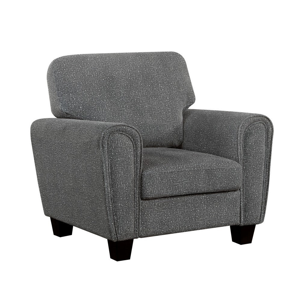 Loi Accent Chair, Flared Arms, Foam Cushions, Dark Gray Chenille, Black - BM355957