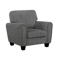 Loi Accent Chair, Flared Arms, Foam Cushions, Dark Gray Chenille, Black - BM355957