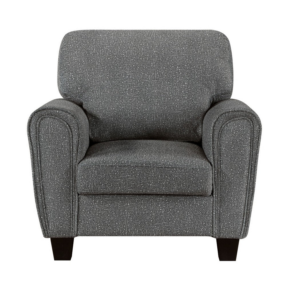 Loi Accent Chair, Flared Arms, Foam Cushions, Dark Gray Chenille, Black - BM355957