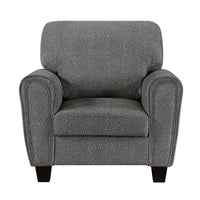 Loi Accent Chair, Flared Arms, Foam Cushions, Dark Gray Chenille, Black - BM355957