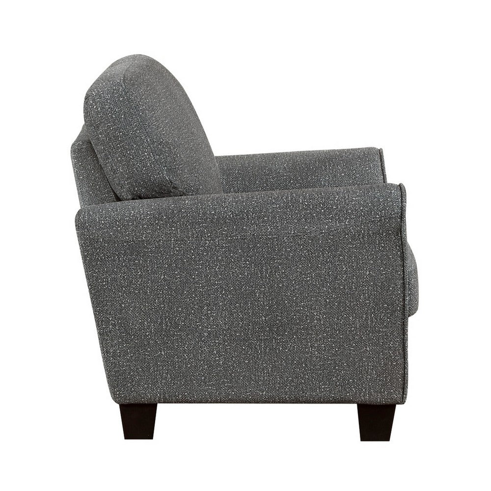 Loi Accent Chair, Flared Arms, Foam Cushions, Dark Gray Chenille, Black - BM355957