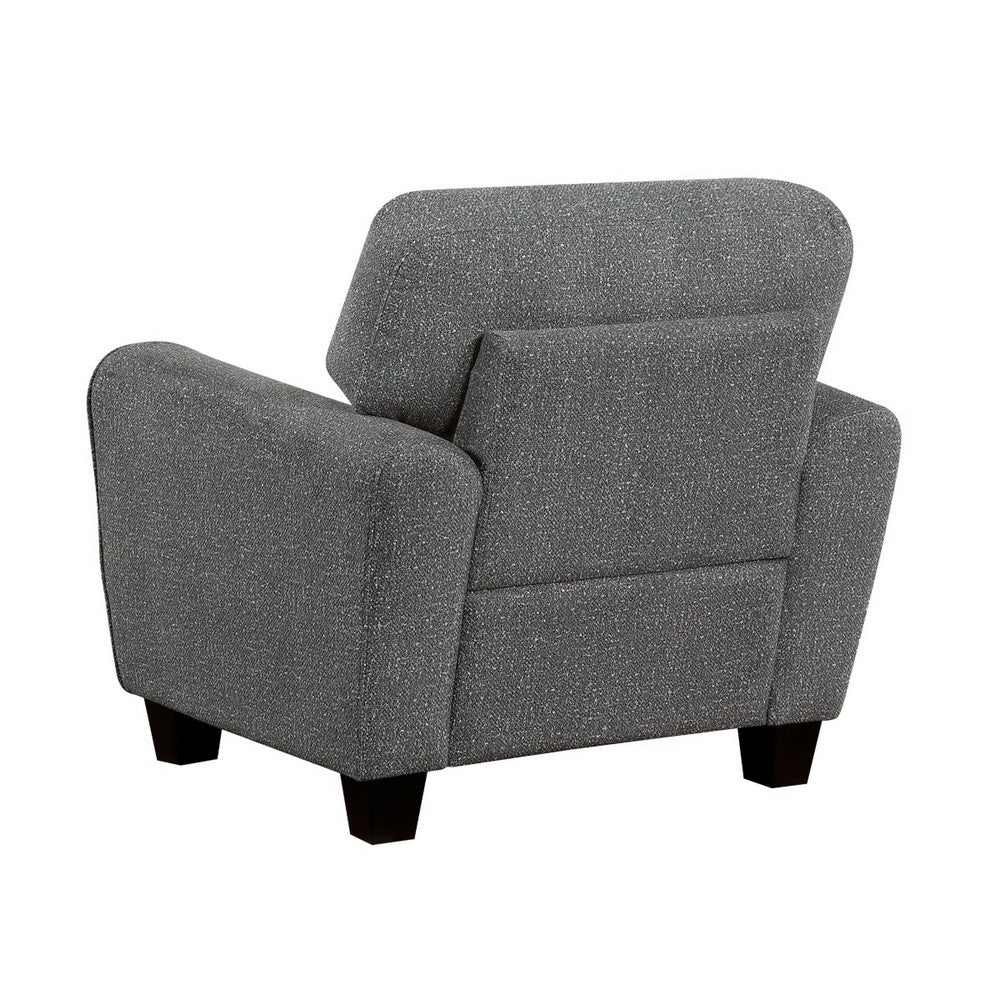 Loi Accent Chair, Flared Arms, Foam Cushions, Dark Gray Chenille, Black - BM355957