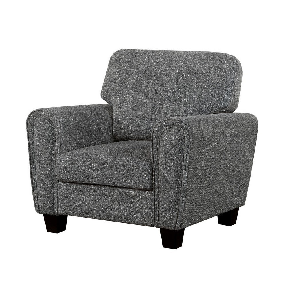 Loi Accent Chair, Flared Arms, Foam Cushions, Dark Gray Chenille, Black - BM355957