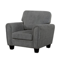 Loi Accent Chair, Flared Arms, Foam Cushions, Dark Gray Chenille, Black - BM355957