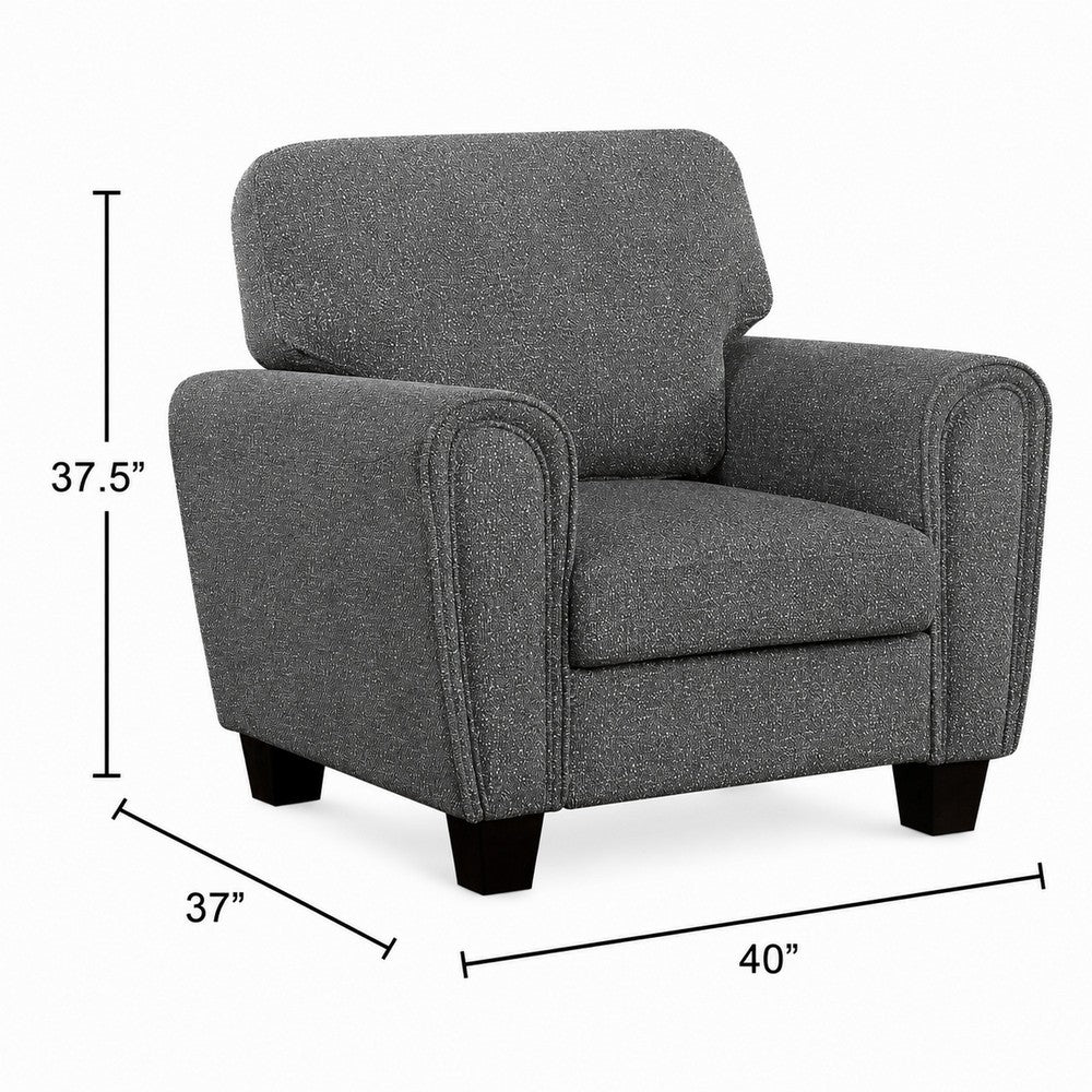 Loi Accent Chair, Flared Arms, Foam Cushions, Dark Gray Chenille, Black - BM355957