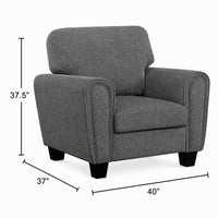 Loi Accent Chair, Flared Arms, Foam Cushions, Dark Gray Chenille, Black - BM355957
