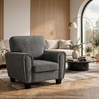 Loi Accent Chair, Flared Arms, Foam Cushions, Dark Gray Chenille, Black - BM355957
