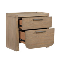 Rex Nightstand, 2 Drawers, Tray Top, Curved Bottom, Brown Hickory Veneer - BM355970
