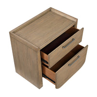 Rex Nightstand, 2 Drawers, Tray Top, Curved Bottom, Brown Hickory Veneer - BM355970