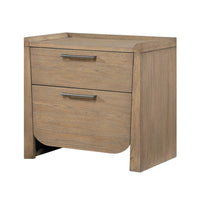 Rex Nightstand, 2 Drawers, Tray Top, Curved Bottom, Brown Hickory Veneer - BM355970
