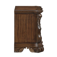 Gony Nightstand, 2 Drawers, Traditional Carving, Gold Accents, Dark Brown - BM355975