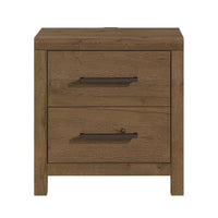 Masi Nightstand, 2 Drawers, Built-In USB Ports, Transitional Style, Brown - BM355979