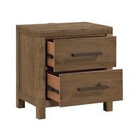 Masi Nightstand, 2 Drawers, Built-In USB Ports, Transitional Style, Brown - BM355979