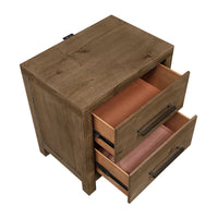 Masi Nightstand, 2 Drawers, Built-In USB Ports, Transitional Style, Brown - BM355979