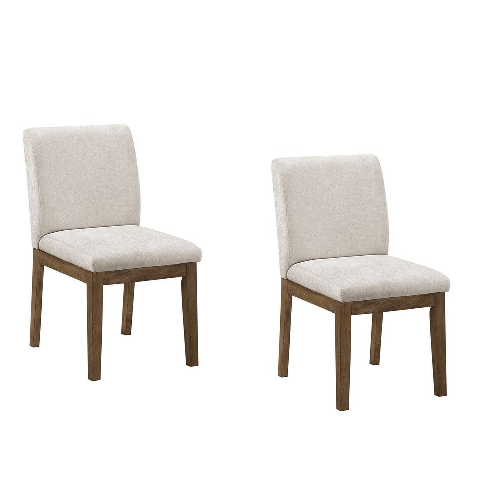 Masi Dining Side Chair Set of 2, Padded Seat, Light Gray Polyester, Brown - BM355982